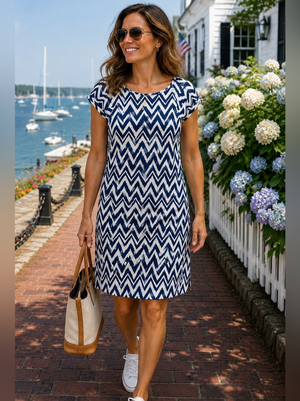 Lilly Pulitzer Palmer Dress Bright Navy Chevron Ikat Pima Cotton‎ Womens XS